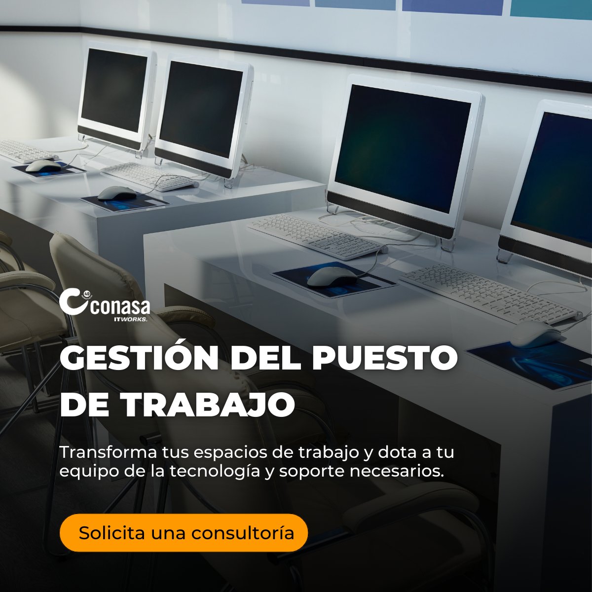 💻 El #TrabajoHíbrido es el futuro, y en #Conasa te ayudamos a llevar tu empresa al siguiente nivel. Con Gestión del Puesto de Trabajo, optimizamos tus espacios y brindamos #tecnología, seguridad y soporte para que tu equipo sea más productivo. 👉+INFO hubs.la/Q02V6K5J0