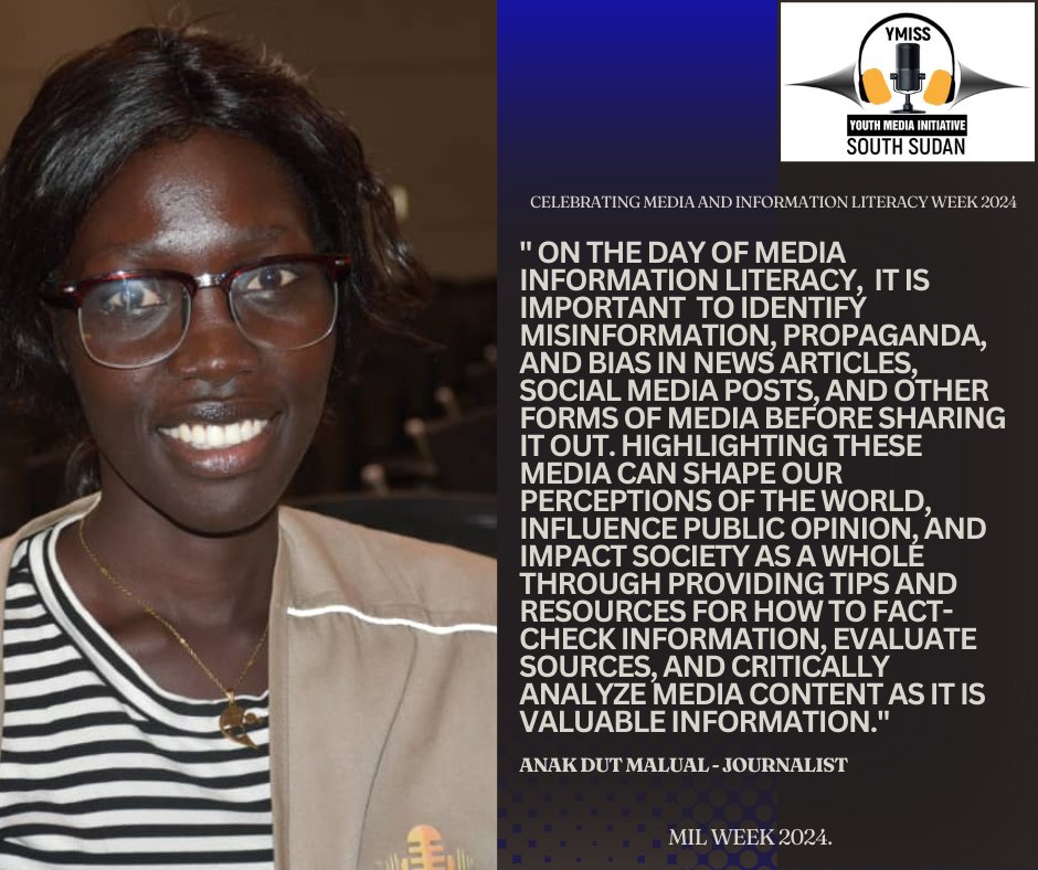 As the Global Media and Information Literacy (MIL) week approaches, we are pleased to share some insightful messages from the beneficiaries of the <a href="/UnescoJuba/">UNESCO South Sudan</a> Funded  MIL training for Youth Groups, teachers, and Educators in Juba, Bor and Rumbek. 

Please check below;