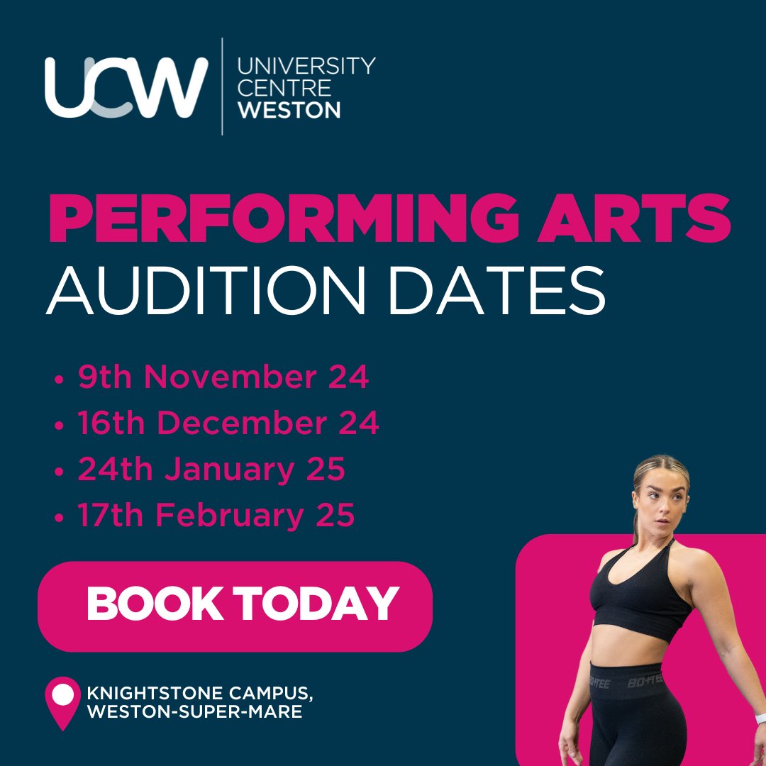 Time is running out to sign up to our Performing Arts Degree Auditions!

Our first audition:
📅 9th of November 2024
📍   Knightstone Campus
🕤 9:30 am - 3:30 pm

Secure your place today by clicking the link below! 👇
ucw.ac.uk/event/performi…