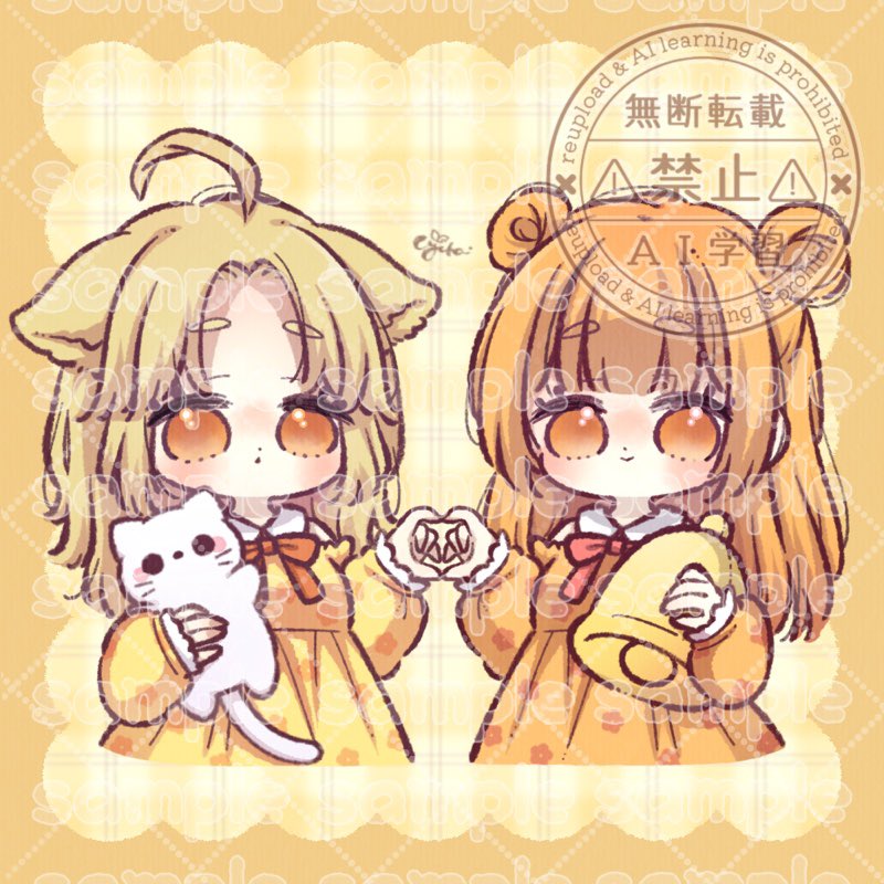 💛ペア画実績紹介🧡】 可愛らしい女の子の ペア画のご依頼でした