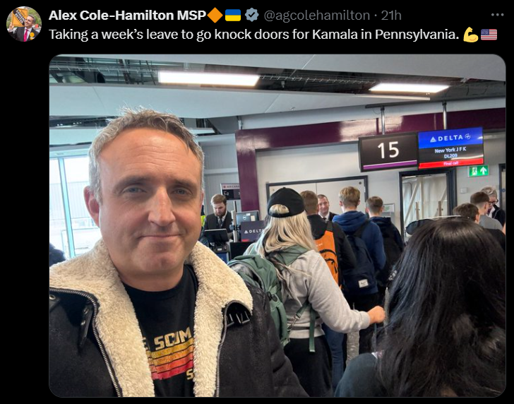 firthoforth's tweet photo. What is this clown doing? Isn't he supposed to be working hard for Scotland? https://t.co/Jffy0QBSet