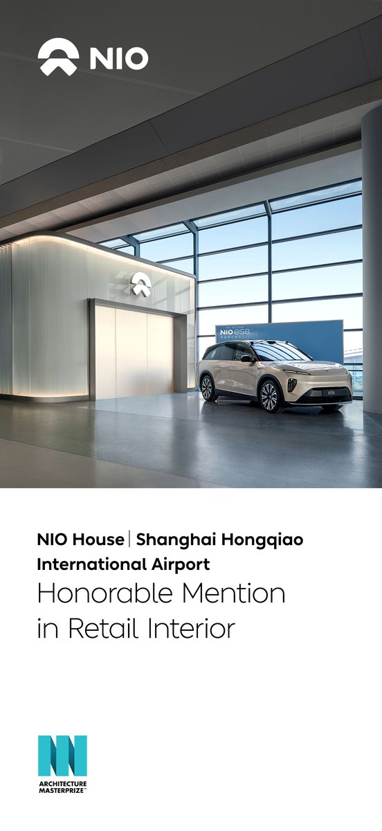 NIOGlobal's tweet photo. NIO House | Shanghai Hongqiao International Airport is the first NIO House located within an airport terminal building. Recently, this NIO House has been nominated for the Retail Interior category award by the globally prestigious Architecture Masterprize in the field of architectural design. This NIO House, designed by Kokaistudios, has been endowed with more business attributes. Inside the space, the open lounge features benches and dining chairs that facilitate informal business communication among users. Meanwhile, the quiet rest area creates a relatively independent space, convenient for business travelers to focus on work and arrange meetings.
#NIO #BlueSkyComing #NIOHouse