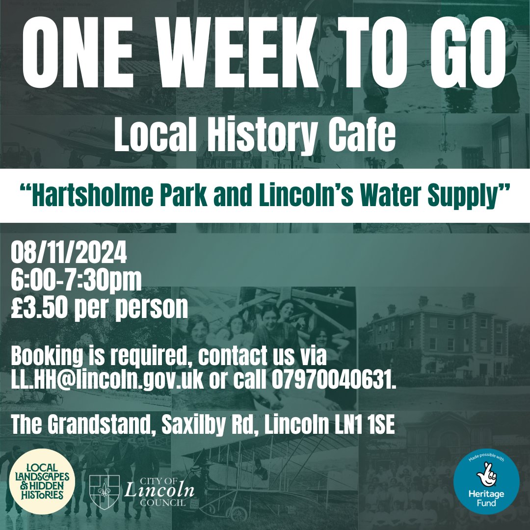 One week left to reserve your space for our Local History Café next week Hartsholme Park and Lincoln's Water Supply on 8 November
Follow the link below to book online, or email us at: LL.HH@lincoln.gov.uk
contact.lincoln.gov.uk/service/Commun…