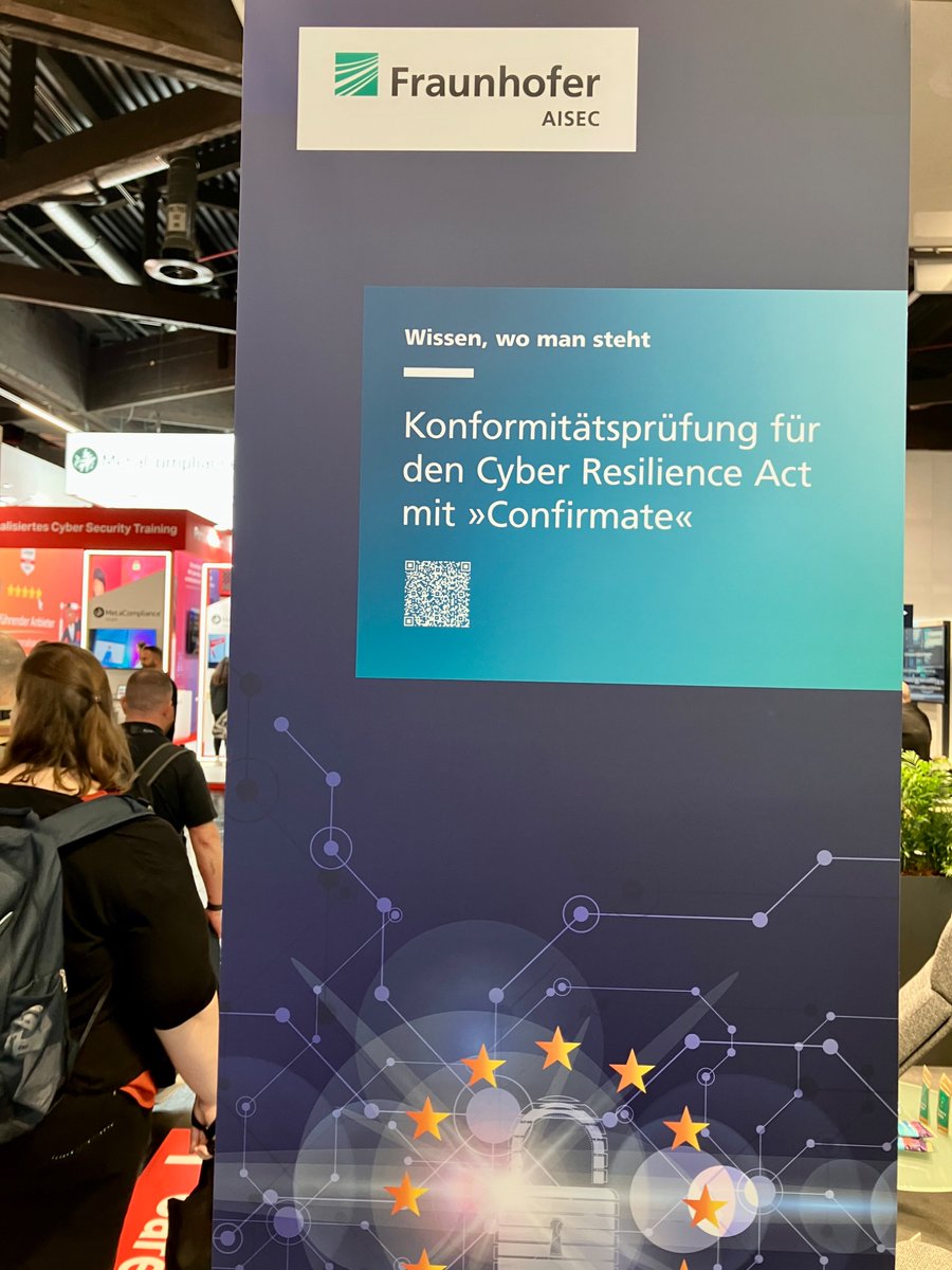 FraunhoferAISEC's tweet image. Wir sind auf der @itsa_ITSecurity : Halle 6 | Stand 314
Bei uns dreht sich alles um Konformitätsprüfung für den #CyberResilienceAct. Sie erfahren, wie Sie mit »Confirmate« ihre Produkte mit den CRA-Vorgaben abgleichen und ihren individuellen Handlungsbedarf ermitteln können.