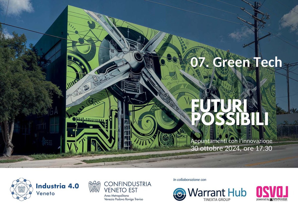 30 ottobre 2024, ore 17.30
Webinar FUTURI POSSIBILI | Green Tech

Stanno rivoluzionando il settore aziendale, offrendo soluzioni sostenibili per combattere il cambiamento climatico e ridurre l'impatto ambientale ♻

Info e iscrizioni 🔗 tinyurl.com/33ms3ss2