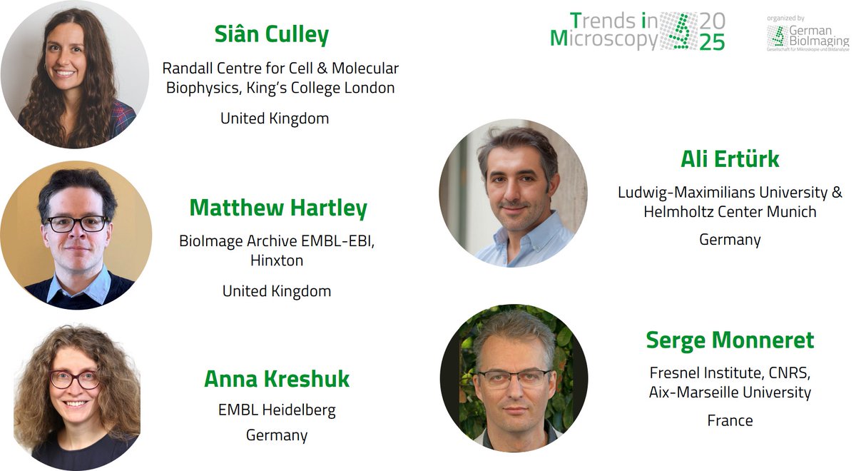 German BioImaging (@gerbi_gmb) on Twitter photo We're excited to announce our #TiM2025 speakers! 🎉Many thanks to Siân Culley, Matthew Hartley, Anna Kreshuk, Ali Ertürk and Serge Monneret!
<a href="/SuperResoluSian/">Dr Siân Culley</a> <a href="/ilastik_team/">ilastik Team and Anna Kreshuk's Lab</a> <a href="/erturklab/">Ali Max Erturk</a>
Looking forward to your talks!
For more updates, visit our website: ➡️ bit.ly/3BPN9fB We're excited to announce our #TiM2025 speakers! 🎉Many thanks to Siân Culley, Matthew Hartley, Anna Kreshuk, Ali Ertürk and Serge Monneret!
<a href="/SuperResoluSian/">Dr Siân Culley</a> <a href="/ilastik_team/">ilastik Team and Anna Kreshuk's Lab</a> <a href="/erturklab/">Ali Max Erturk</a>
Looking forward to your talks!
For more updates, visit our website: ➡️ bit.ly/3BPN9fB