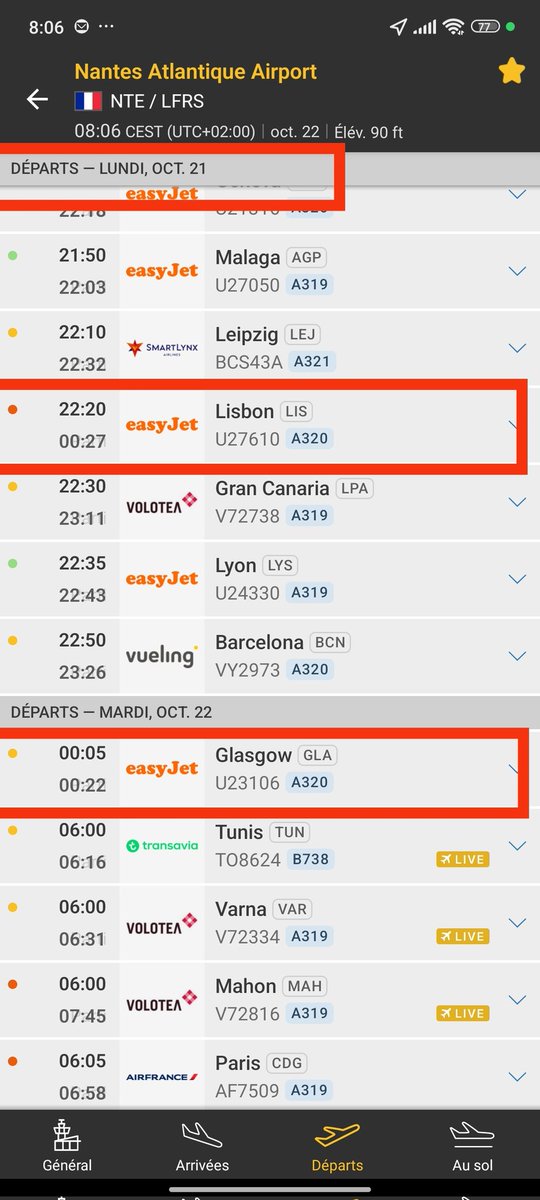 <a href="/DGAC/">Direction générale de l'aviation civile 🇫🇷🇪🇺</a> <a href="/Prefet44/">Préfet des Pays de la Loire et de Loire-Atlantique</a> <a href="/ACNUSA_fr/">ACNUSA</a> 
Le #couvrefeu minuit-06h00 à #NantesAtlantique bafoué par #EasyJet avec 2 DEC
00h22 (au lieu de 00h05)
00h27 (au lieu de 22h20)
On en parle du respect du CF et du sommeil des riverains impactés par le  bruit des avions ? 😡