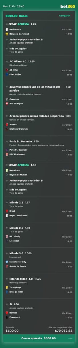 FREE_PICKS2024's tweet photo. Vamos a intentarlo con este 🔥💣
Son 18 partidos de la jornada 3 de Champions, agarre 11 partidos que me gustan 🙏🙏🙏
Ánimo y fe 🍀🍀 https://t.co/RketxbGRF9