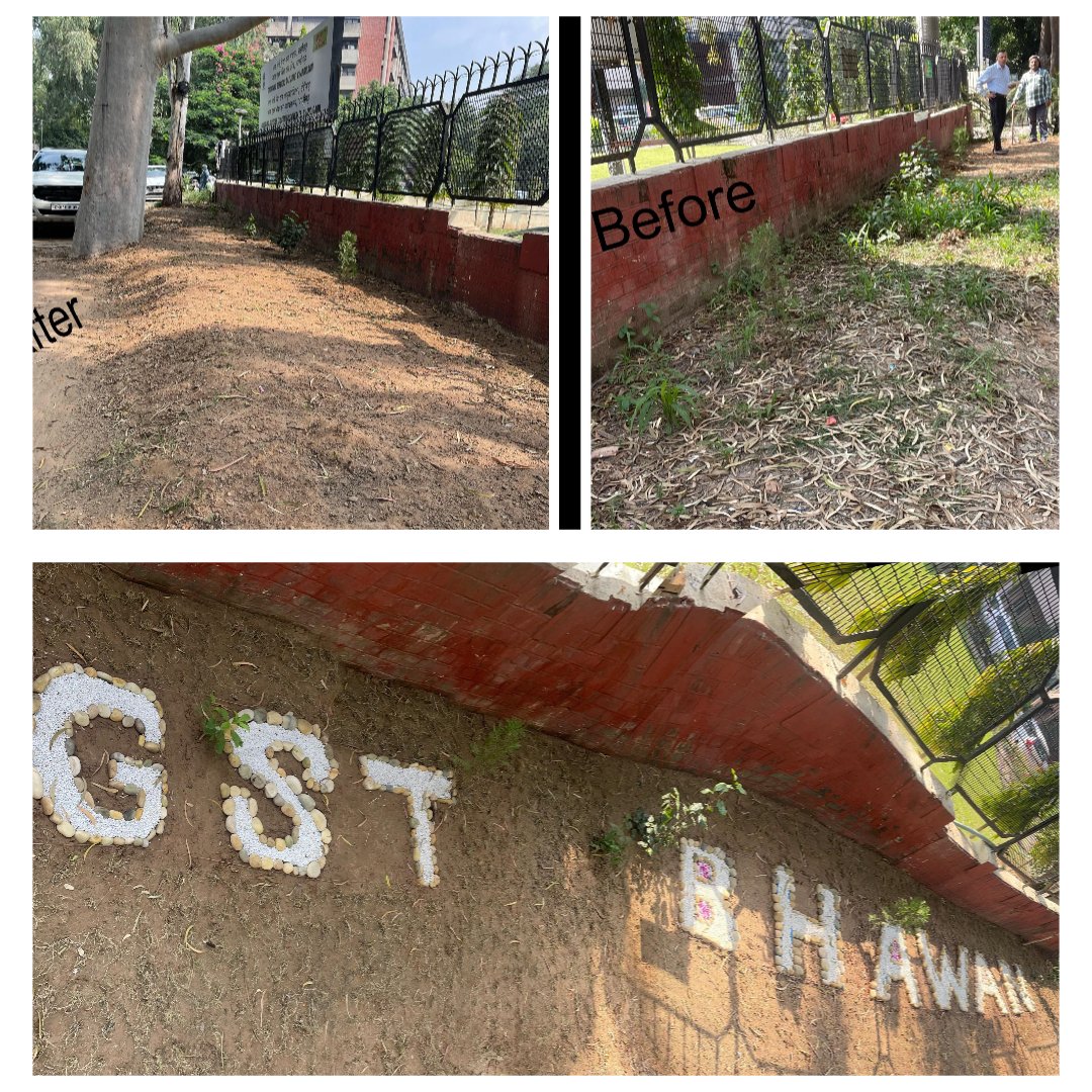 विशेष अभियान 4.0 के तहत सीजीएसटी चंडीगढ़ आयुक्तालय द्वारा केंद्रीय राजस्व भवन की चारदीवारी के साथ में ग्रीन बेल्ट की सफाई की गई और सफेद पत्थर बिछाकर "जीएसटी भवन" के रूप में चिह्नित किया गया।

#SpecialCampaign4.0 #CBIC