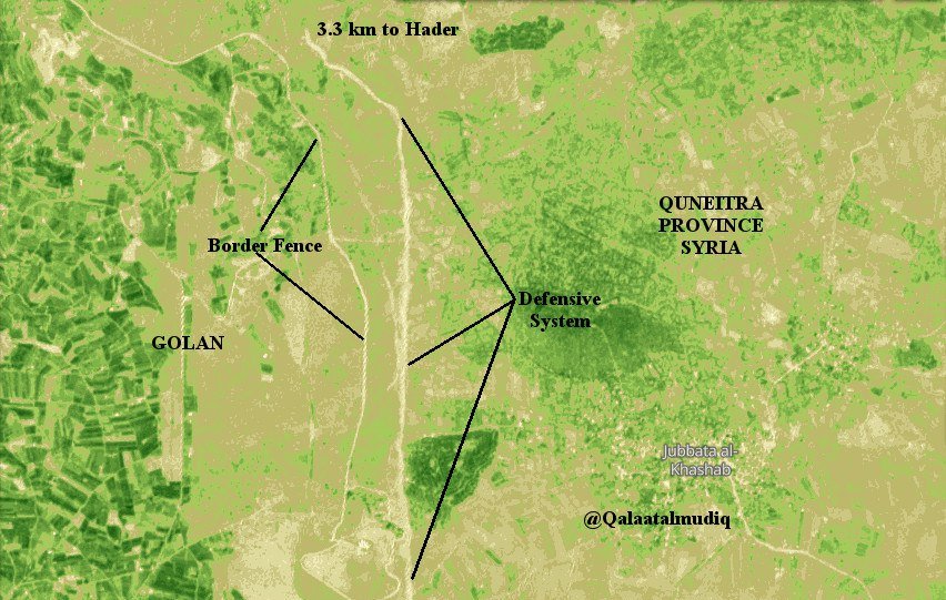 MahalaxmiRaman's tweet image. Since this summer, #Israel is quietly building a defensive system along the #Alphaline bordering #Golan, sat imagery reveals. 
It starts 3.3 km from Assad-held town of #Hader in #Quneitra province (#Syria) &amp;amp; already extends over a distance of 7+ km. 
📸: October vs July
