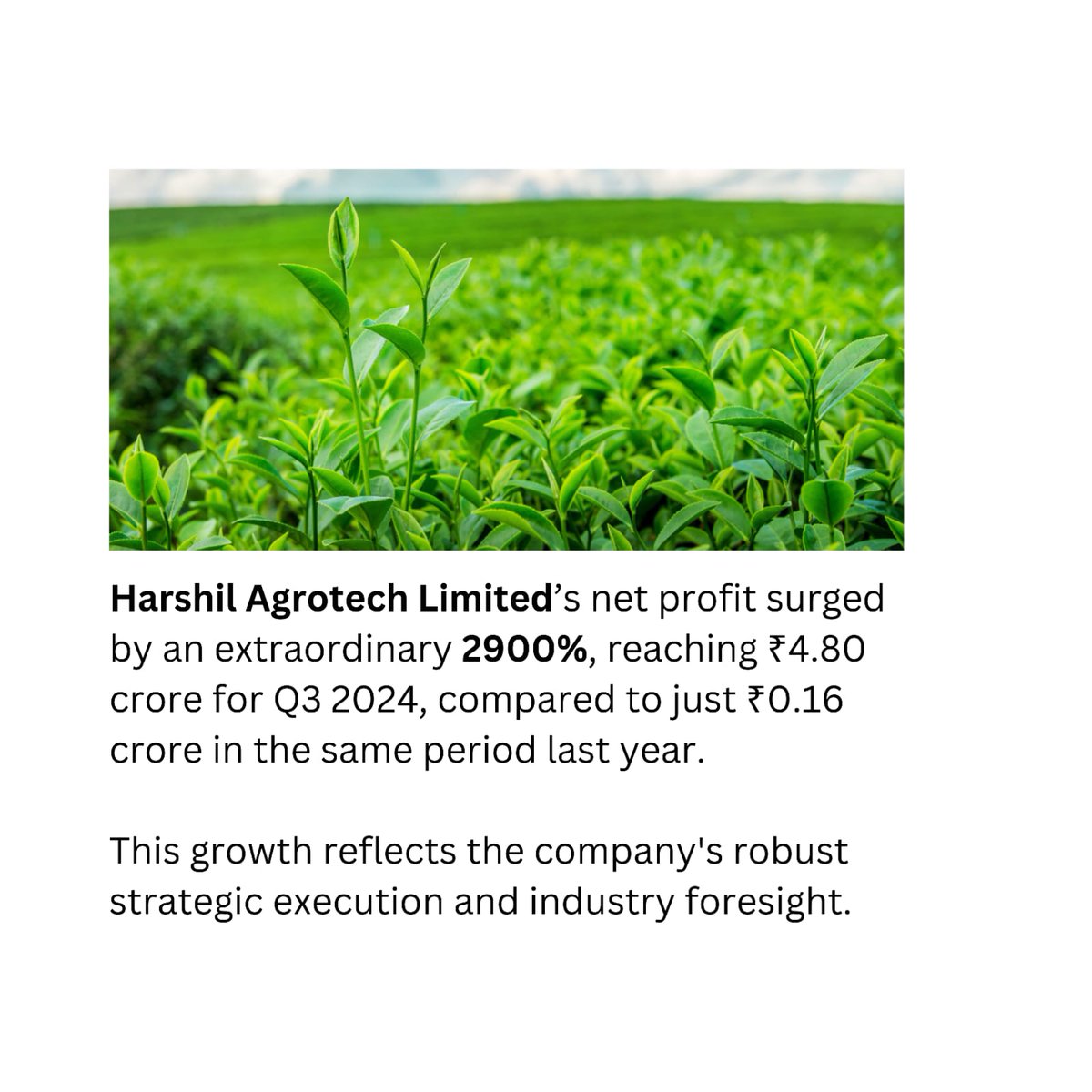 jaanviie's tweet photo. Investors are reassured by Harshil Agrotech's remarkable ₹4.80 crore increase in net profit, which shows how well its business plan and long-term goals work in the agrotech industry.
#HarshilAgrotechZooms
https://t.co/yWOK01noCU