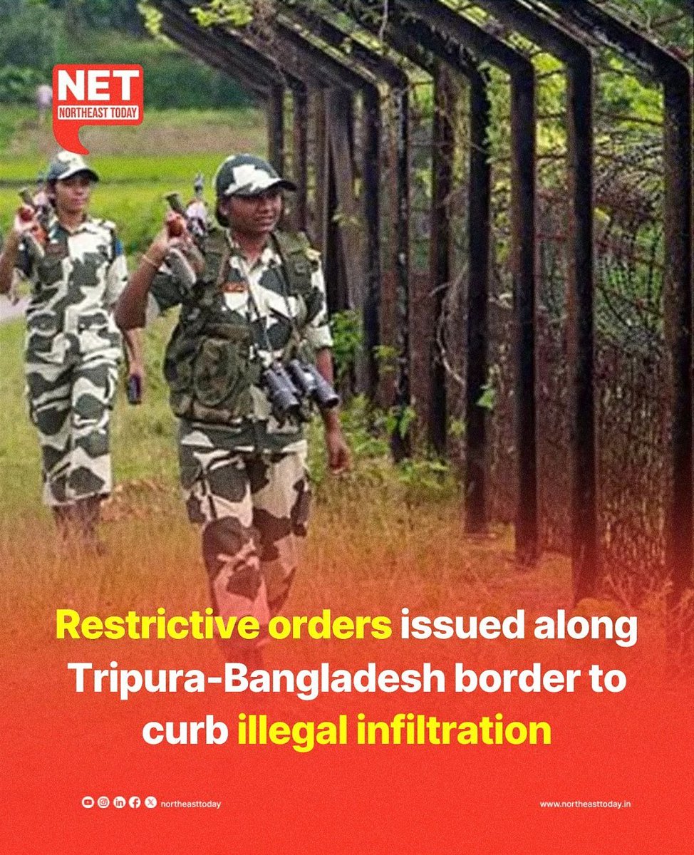 RanaNep's tweet image. #NETSnippet | In a move to curb illegal infiltration, restrictive orders have been issued along the India-Bangladesh border in Tripura's northeastern state.