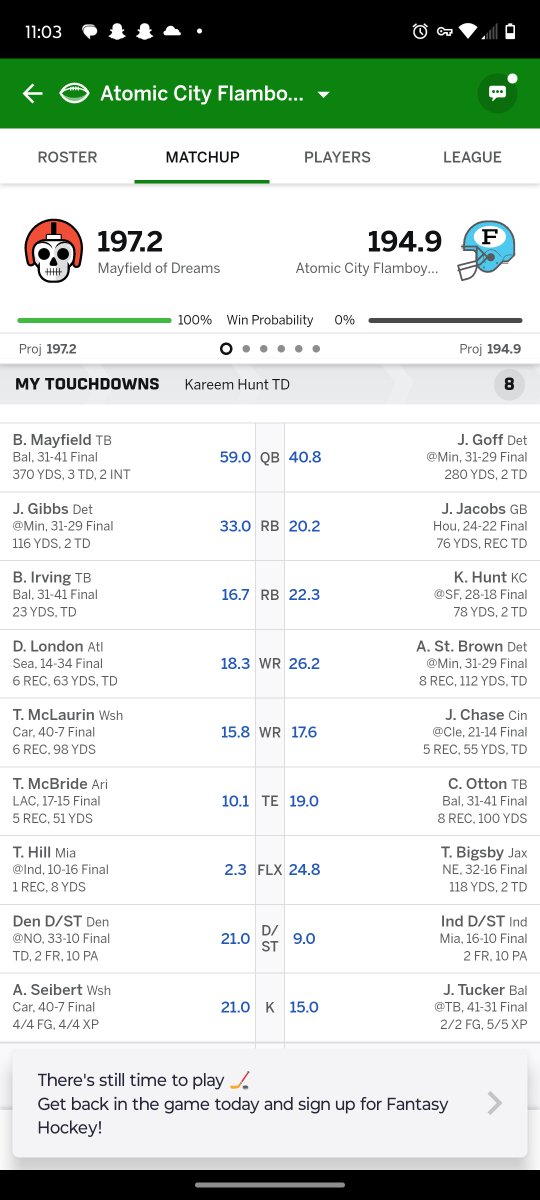 Asapriver8's tweet photo. Tough fantasy loss this week https://t.co/dtYZWC3mbX