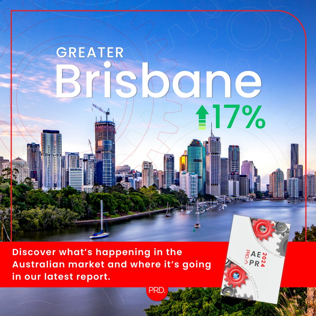 PRDAustralia's tweet photo. Across all the greater capital cities we are witnessing a market recovery, albeit at different speeds. 
Gtr Brisbane grew by 17% in the past 12m outpacing Gtr Melbourne at 14.6% (to June '24).
Our latest report: https://t.co/5WLCNDOZg4 https://t.co/WR0kCPZsWj