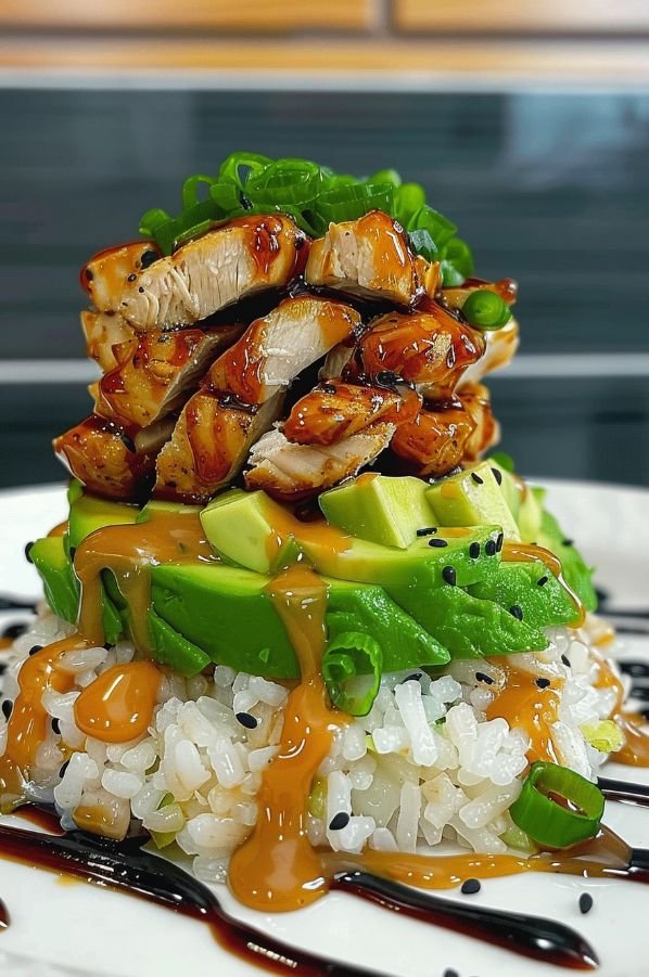 rock716860's tweet photo. Teriyaki Chicken Avocado Rice Stack 🍗🥑 https://t.co/ZgIwpZGcR1
