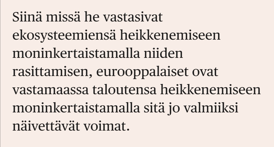 AriElmeriHyvnen's tweet photo. Miten @hsfi  toimittaja voi kehystää juttunsa vertaamalla EU:ta sivilisaatioihin, jotka romahtivat koska eivät kyenneet vähentämään kriittistä ekosysteemirasitusta, JA unohtaa että maailmaa kohtaa tällä hetkellä historian pahin ekokatastrofi, jonka keskeinen ajuri talouskasvu on? https://t.co/NEsNaMtqDM