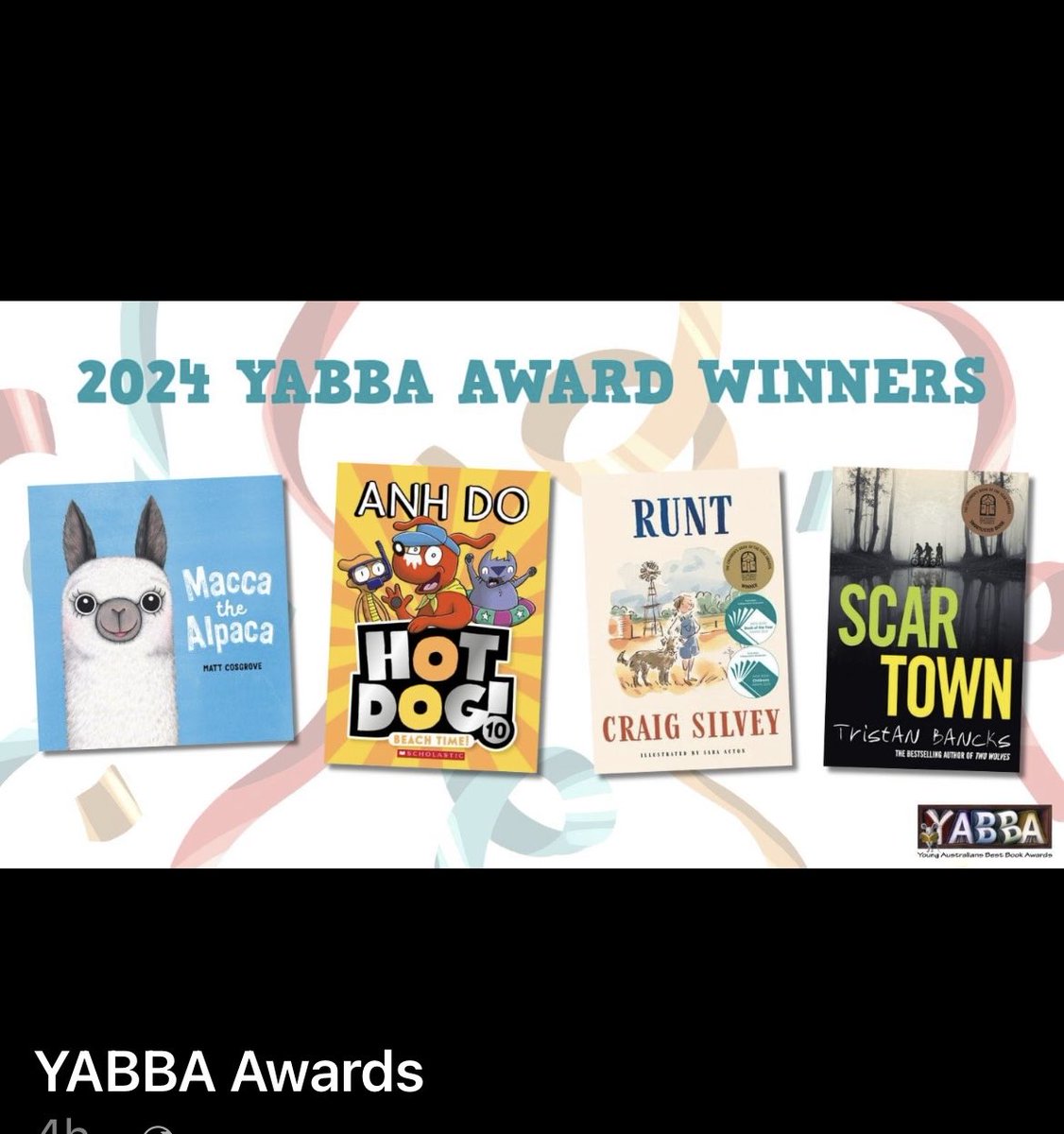 Congratulations to the YABBA winners and honour book authors and illustrators. It was great to celebrate and see kids in awe of their favourite book creators. Thanks to ⁦<a href="/shellnye/">Michelle Nye</a>⁩ and the YABBA council for a great event.