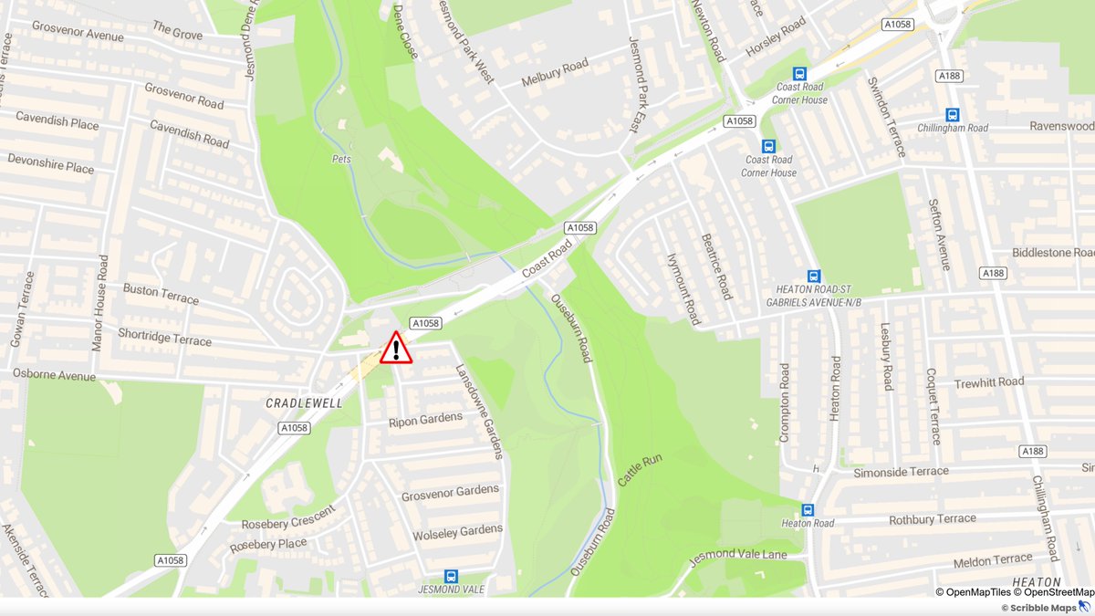 NELiveTraffic's tweet photo. ⚠️A1058 Cradlewell Bypass, the road remains fully closed east &amp; westbound  between Osborne Ave and Newton Road (Corner House) following a serious collision that took place overnight. 
Drivers are urged to plan ahead and avoid the area where possible.

#Newcastle @NewcastleCC https://t.co/xyDYcVgsQY