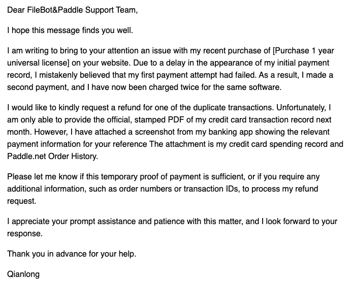 🥇 The award for most polite refund request goes to China!

A simple "I accidentally did the checkout twice. Can you check?" would have sufficed, but we do appreciate the effort!