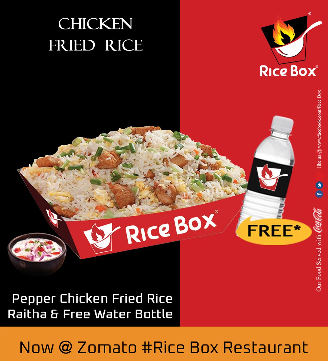 RICEBOX_RESTRO's tweet photo. Who's in mood for some chicken fried rice?
Pick up the phone and place your order now
We are available for online orders Exclusive on ZOMATO
https://t.co/r4tuyf2jLV
#Starters #FriedRice #Pulao #Mushroom #Paneer #EggFriedRice
#ChickenFriedRice #ChickenPulao #FishPulao #PrawnPulao https://t.co/PLgzSg18aQ