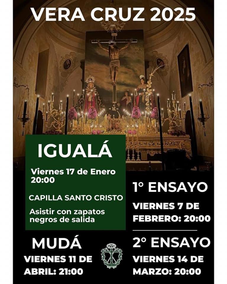 #ACTUALIDAD
Fecha igualá y ensayos Hermandad Vera Cruz de cara a la próxima Semana Santa