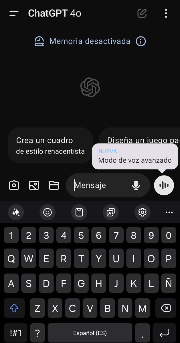 vicentgadea's tweet image. 🆕🔥 ¡𝗡𝗲𝘄! 𝗖𝗵𝗮𝘁𝗚𝗣𝗧 𝗰𝗼𝗻 𝘃𝗼𝘇 𝗹𝗹𝗲𝗴𝗮 𝗮 𝗘𝘂𝗿𝗼𝗽𝗮 🎙️

¡El modo Advanced Voice ya está disponible para usuarios Plus! Conversaciones más naturales, con personalización y en tu lengua. 

 ¿Qué voz has elegido tú? 🗣️

¡A jugar! 🚀

#IA #ChatGPT #AdvancedVoice