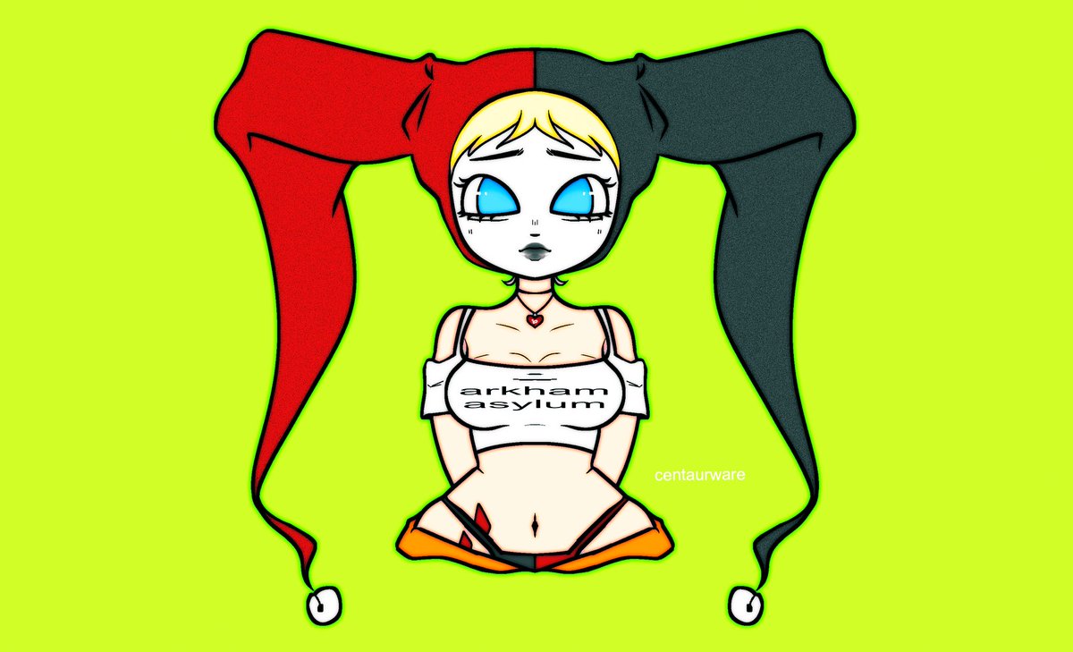 centaurware's tweet image. harley is the original brat :) 🍏#harleyquinn
