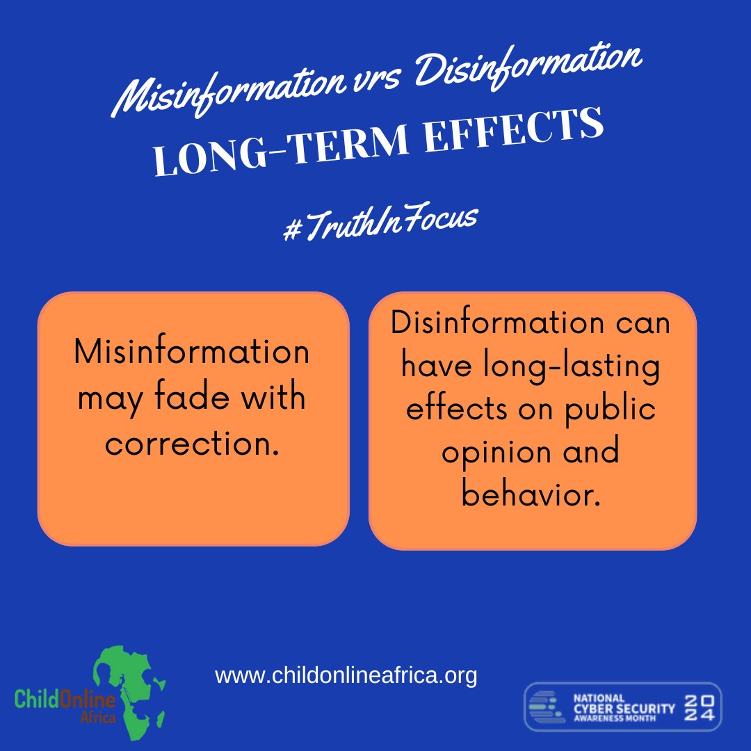 Mis/Disinformation have long-term impacts on children, shaping their worldview, critical thinking, and trust in information. Prolonged exposure distorts their understanding of reality, fostering confusion and potential mistrust.
#CyberSecurityAwarenessMonth #TruthInFocus