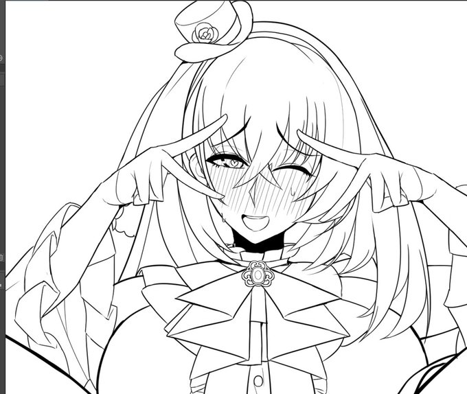 2時間ちょいで線画出来た 