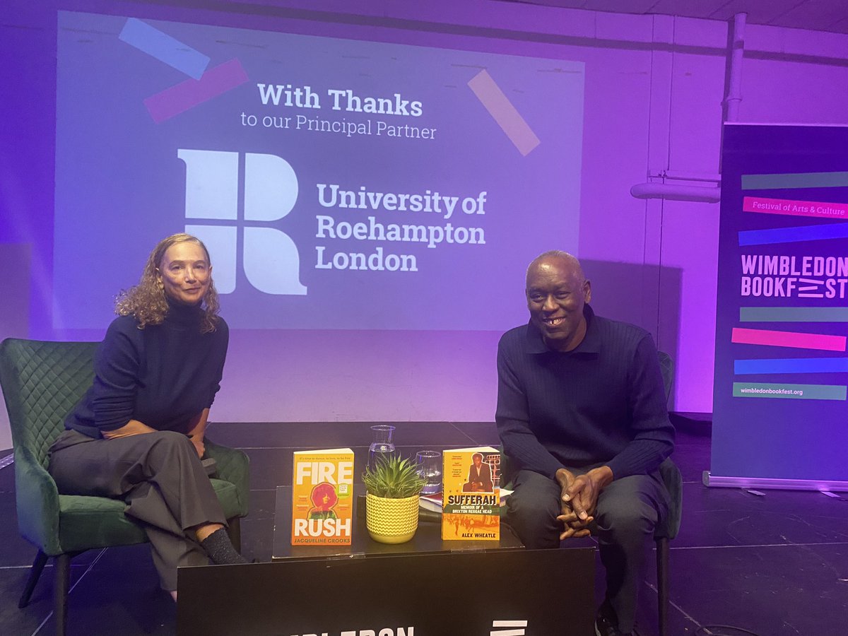 mostlybookchat's tweet image. This was an excellent event @Wimbookfest with award winning author 
@brixtonbard #Sufferah in conversation with @Luidas  talking about her book #FireRush - both authors have been monthly #RiversideReads on @ThisisRiverside