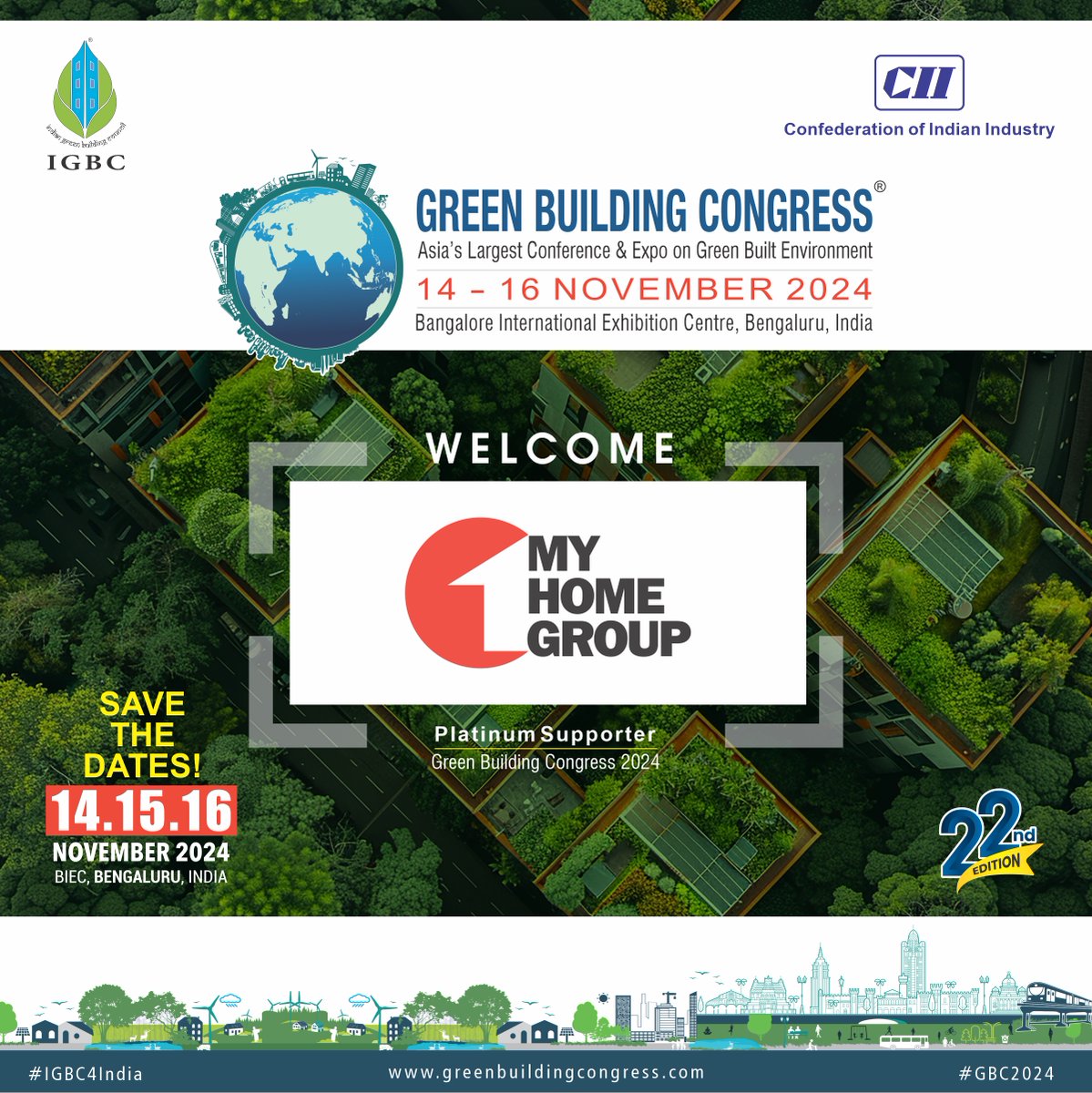 IGBConline's tweet photo. 🌟 Exciting News! 🌟 @MyhomeConst Group is a Platinum Supporter of Green Building Congress 2024

🌱🏗️ Building a greener future together! 🌍

👉 More info: https://t.co/1XUZInMZt3

#gbc2024 #greenbuilding #sustainability #myhome #biec #Bengaluru https://t.co/6LHoKApA52