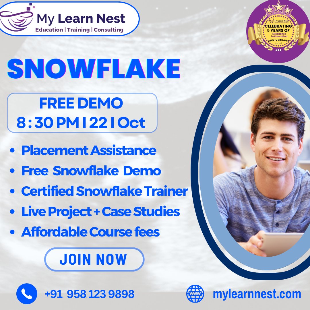 MylearnNest's tweet photo. Learn Snowflake Free Demo
Today 08:30 PM, 22 Oct 2024
For WhatsApp https://t.co/x4c4E5JESb Or Call 📞
+91 958 123 9898
#snowflake #snowflaketraining #Snowflakedemo #snowflakeonlinetraining #Snowflakecourse  #Freeserveraccess #mylearnnest #mylearnnesttrainingacademy https://t.co/MsjfJx1X5e