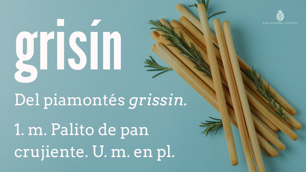 RAEinforma's tweet photo. #PalabraDelDía | grisín

En la entrada de esta palabra, se incluyen como sinónimos o voces afines términos como «palito», «palitroque», «colín», «pico», «regañá» o «regañada». ¿Qué otras palabras conocen que hagan referencia a pequeñas piezas de pan? https://t.co/QzhgHPv89l