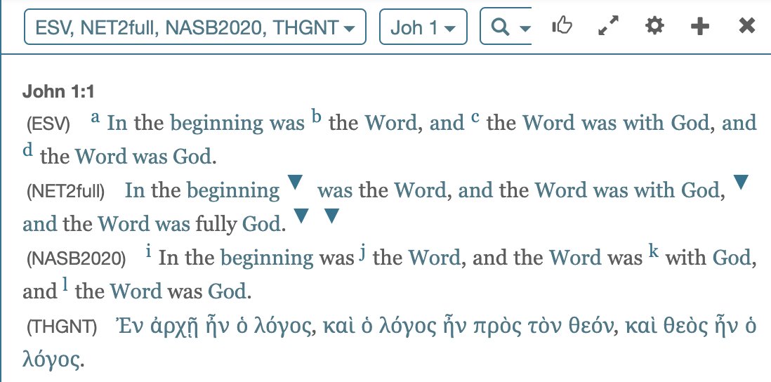 DrPJWilliams's tweet photo. Your favourite free Bible software https://t.co/c0Y4b75zh1 now has full tagging for the ESV, NASB2020 and NET Bible versions.

Yes, you can simply click on the English and use that to search for lots of information about the original languages as well as create interlinears, etc. https://t.co/ofFj7vqMQ2