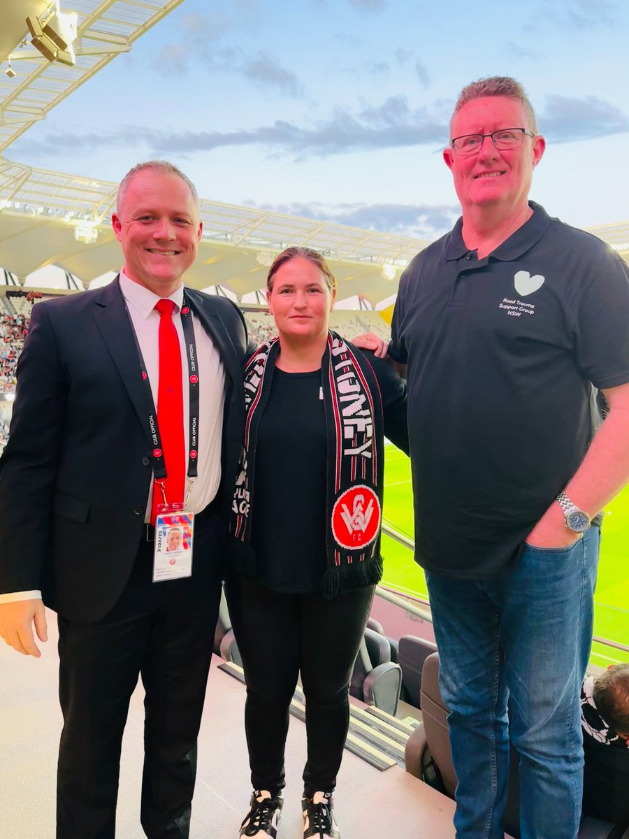 rtsgnsw's tweet photo. Thank you @TransportforNSW & @wswanderersfc for the TowardZero round invite! Katie Dokmanovic shared her poignant story, driving home the need for better road safety measures. #RTSG #RoadSafety #TowardZero https://t.co/zQOw1eVomX