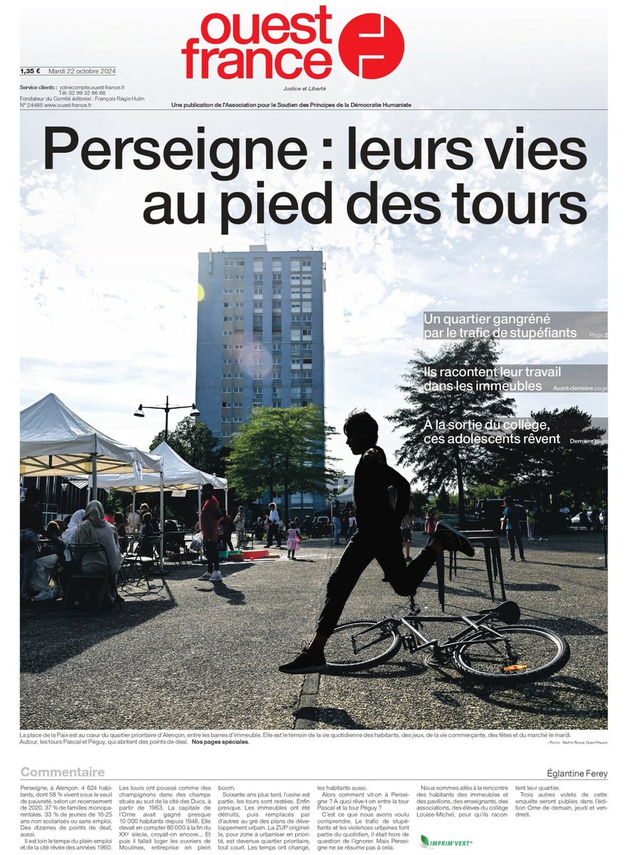 eglantine_ferey's tweet photo. Ce matin dans @OuestFrance61 et en numérique, notre édition spéciale sur Perseigne. Nous nous sommes intéressés à la vie des habitants dans ce quartier prioritaire : la cohabitation avec les dealers, mais pas que. L'éducation, le sport, la solidarité aussi... #enquete https://t.co/jCP09egc2l