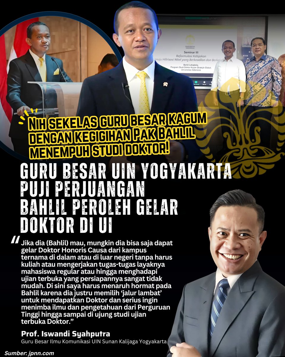 syahirasyafaa's tweet photo. Sekelas guru besar UIN Yogyakarta kagum dengan kegigihan menteri @bahlillahadalia dalam menempuh studi doktor di Universitas Indonesia. 
UI Luruskan Hoaks 
@republikaonline 
@liputan6dotcom https://t.co/tVGlHB5Bhi