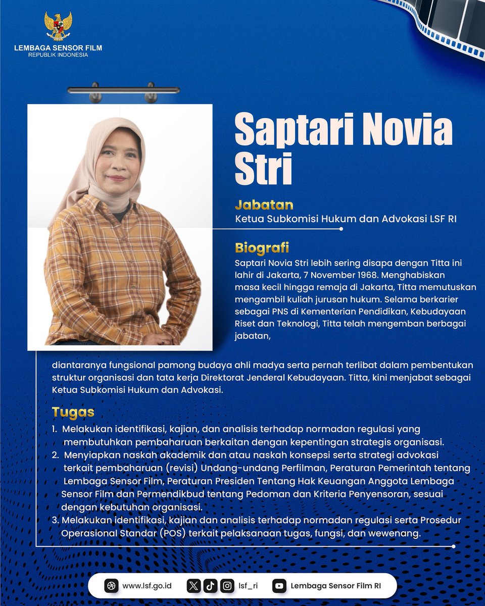 Kenal LSF kali ini, mari kita kenalan dgn sosok Ketua Subkomisi Apresiasi&amp;Promosi yaitu Bapak Gustav Aulia (<a href="/gustavaulia/">gustav aulia 🗨</a>), Ketua Subkomisi Hubungan Antarlembaga yaitu Bapak Imam Safe'i (@isatamyes), Ketua Subkomisi Hukum dan Advokasi yaitu Ibu Saptari Novia Stri (@saptarinovia).