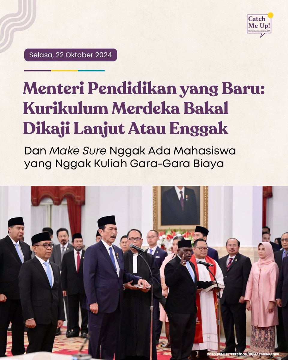 catchmeupco's tweet photo. Baru hari kedua di kantor, ini dia rencana kerja menteri-menterinya Prabowo. Selengkapnya, baca di sini deh. https://t.co/ArUiodMsZv