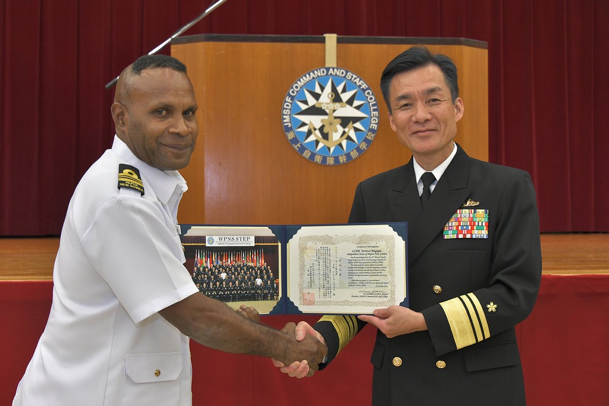 jmsdf_msc's tweet photo. The 12th WPNS STEP completed all programs and closed on 17 Oct with great success. Foreign naval officers and #MCSC students understood the importance of cooperation for peace and stability in the Indo-Pacific region. #MODJAPAN #JMSDF https://t.co/jv4CRypwVy