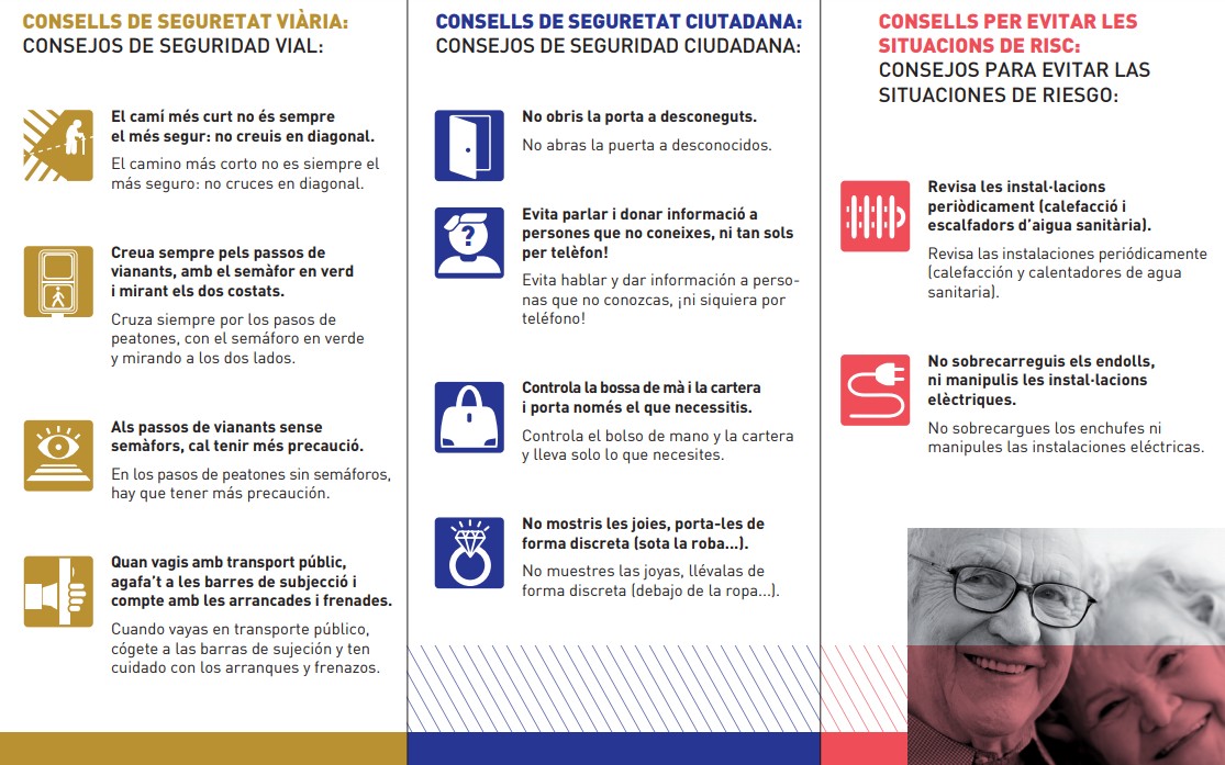 #PosemAccent: Compartim els consells de #seguretat i #prevenció per a la gent gran de l'Ajuntament de Barcelona. Per evitar accidents domèstics, cal ser conscients i recordar les pautes a seguir davant incendis, visites de desconeguts i riscos al carrer, entre d'altres. ⚠️