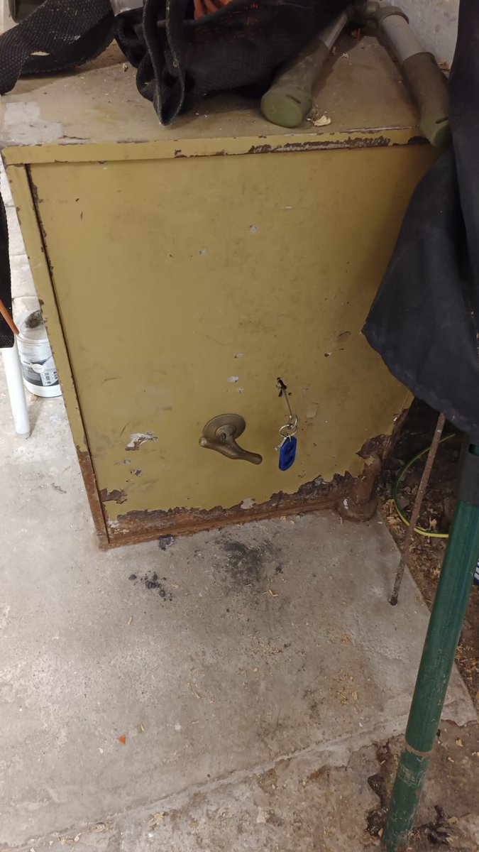 Some podcasts bring you horror content. 

We LIVE it!

Hello, safe in the cellar with a key that doesn't open it.

#cursed #horror #Halloween  #scary #housemove