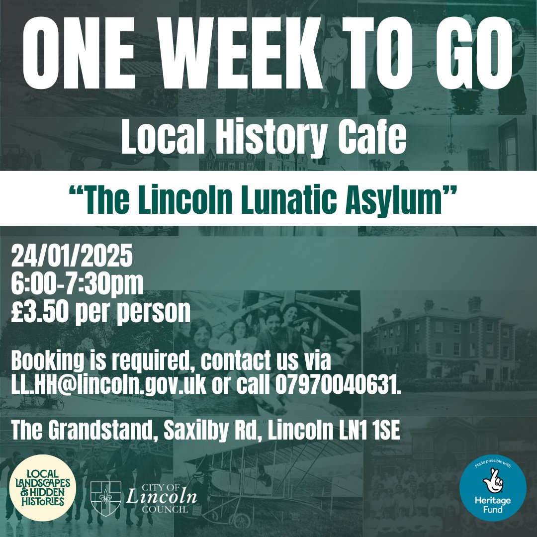 One week left to reserve your space for our Local History Café next week about Lincoln's Lunatic Asylum on 24 January.
Follow the link below to book online, or email us at: LL.HH@lincoln.gov.uk

contact.lincoln.gov.uk/service/Commun…