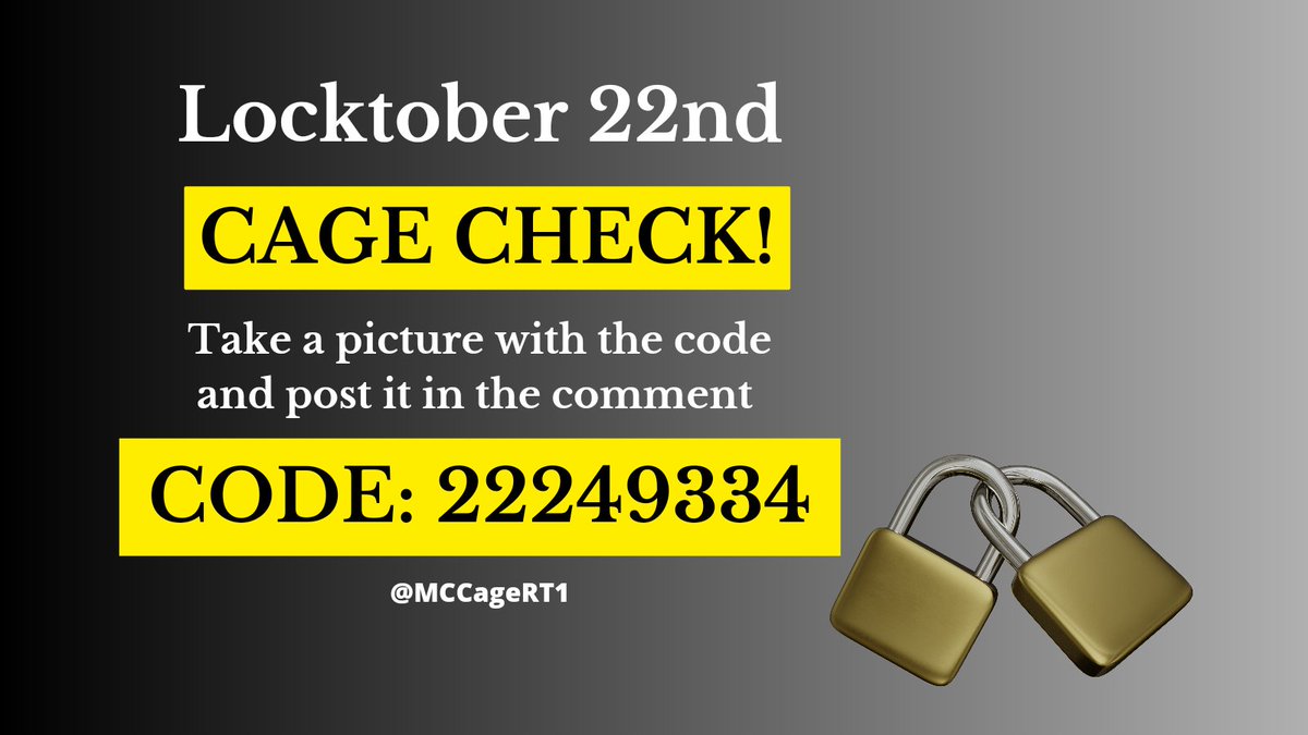 It's time for a mandatory Locktober cage check and today's code is in the picture 🔒 📸  #locktober #gaychastity #cagecheck #chastitycage #teamlocked #cagedlegion #chastity #malechastity #malecage