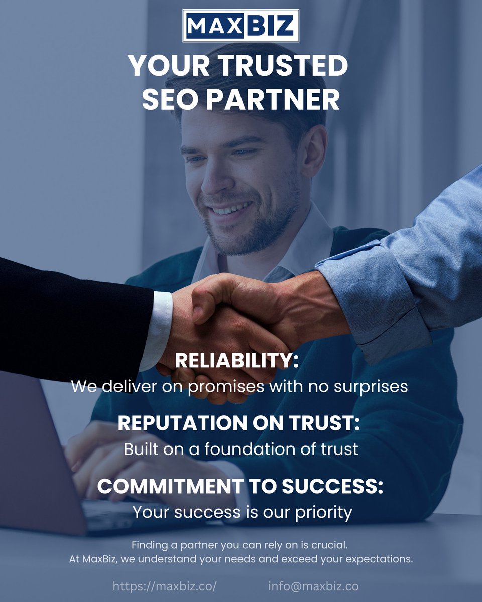 MaxBiz_SEO's tweet image. 🚀 Looking for a reliable partner to elevate your online presence? At MaxBiz, we’re committed to building trust and driving your business success!🌟

#MaxBiz #SEO #BusinessGrowth #Trust #Success #DigitalMarketing #PartnerInSuccess