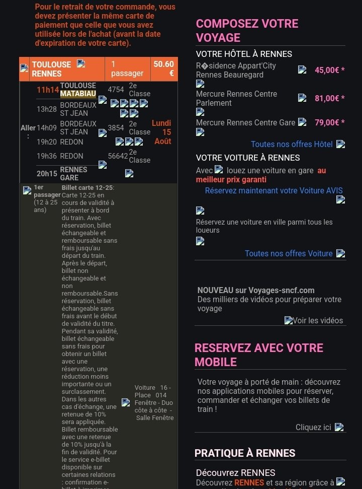 Les gens qui trouvent ça normal, voici le trajet en 2011, le 15 août, pris 4 jour plus tôt.