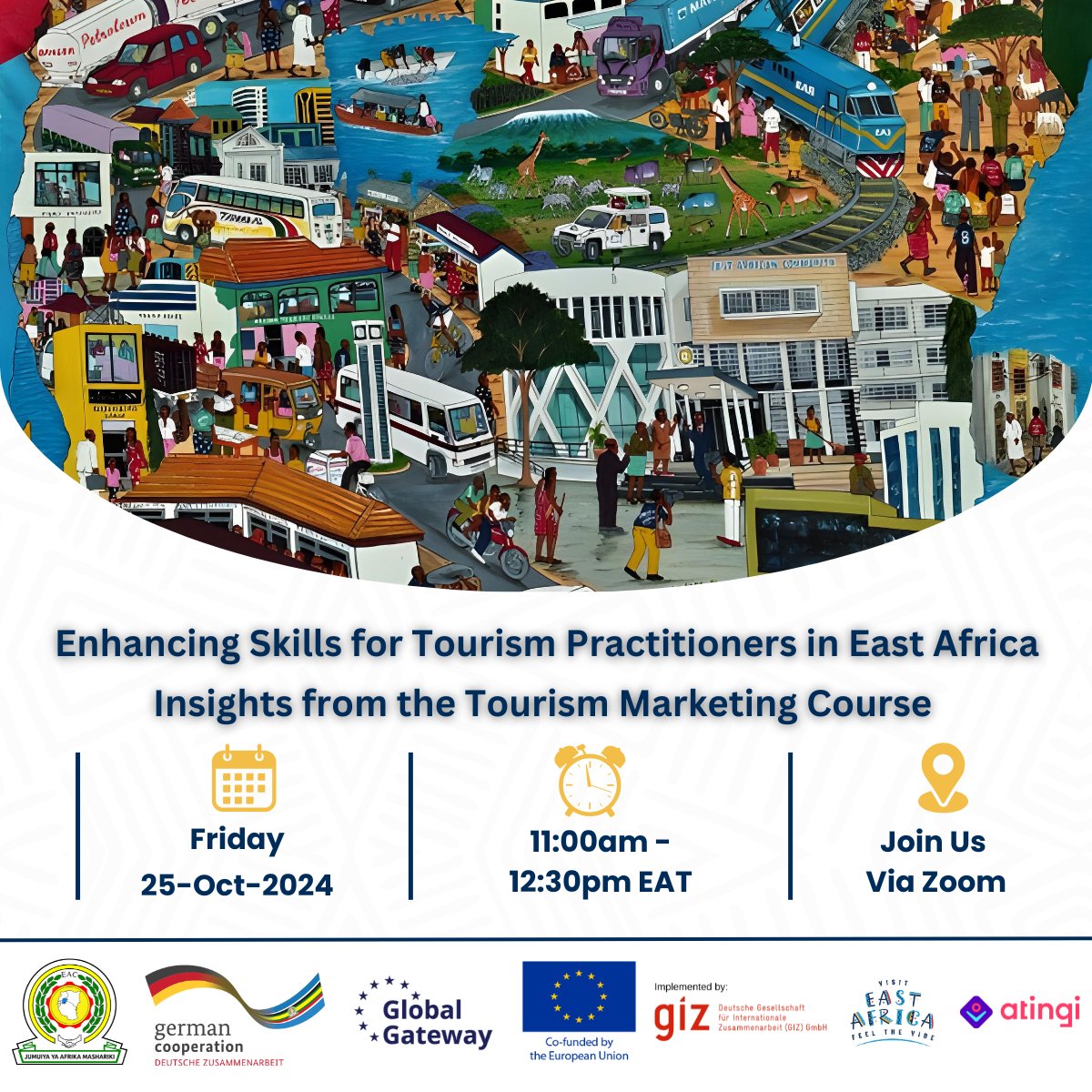 📌Join us this Friday for the webinar on #TourismMarketing!
🗓️25/10/2025
🕚 11:00 AM EAT   
🔗 Virtual via Zoom 👉🏾us06web.zoom.us/j/84192085291?……