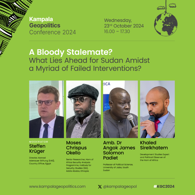 KAS_SIPODI_EA's tweet photo. As Sudan's conflict nears 3 years, regional tensions rise, crises worsen, &amp; foreign military support escalates. With global attention elsewhere, what's next?

Join us tomorrow at #KGC2024 for the panel: A Bloody Stalemate? What’s Ahead for Sudan Amidst Failed Interventions?