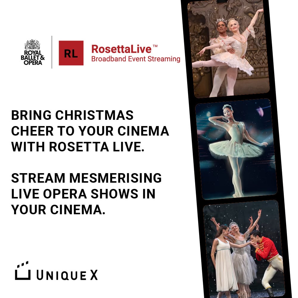 WeAreUniqueX's tweet photo. Bring Christmas magic to your cinema with RosettaLive! Stream Royal Ballet's mesmerising shows. Experience Ashton's timeless Cinderella on Dec 10, 2024, and Wright's festive Nutcracker on Dec 12, 2023. Elevate your venue with world-class performances: https://t.co/jmWOsJD2oF https://t.co/jEc0kJnmdx