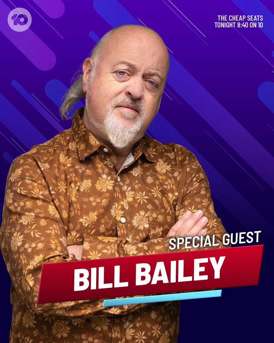 cheapseatsau's tweet image. We're so lucky to have UK royalty in the house - Actor, comedian, musician and friend of the show @BillBailey  joins us at the desk!
#CheapSeatsAU 8:40 TONIGHT after #TaskmasterAU on 10 and 10 play